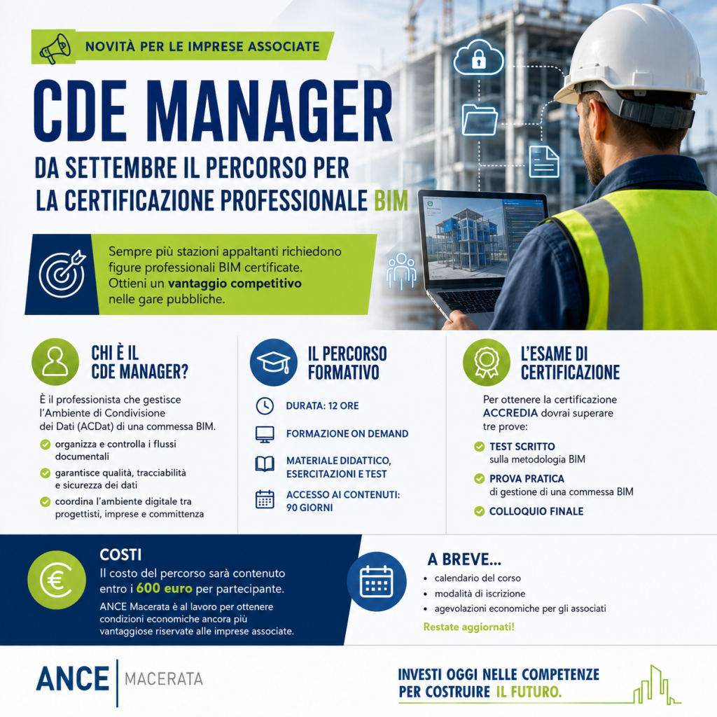 BIM e appalti pubblici: al via il percorso per diventare CDE Manager certificato